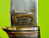 Antique Swedish Sweden Hellberg Eskilstuna Hunting Fighting Stag Handle Knife