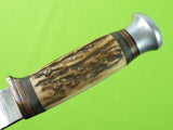 Antique Swedish Sweden Hellberg Eskilstuna Hunting Fighting Stag Handle Knife
